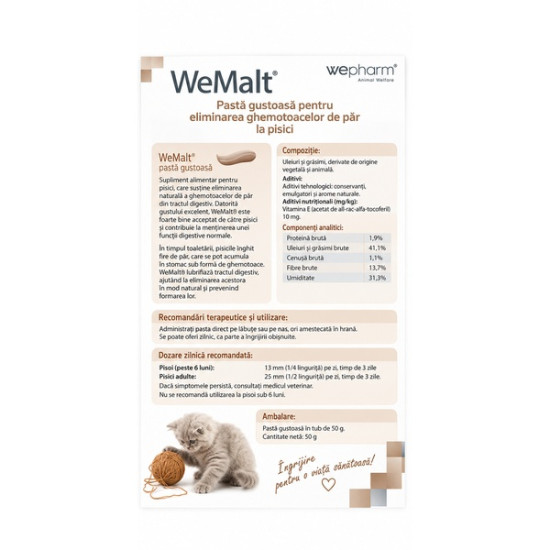 WeMalt – Pastă Palatabilă pentru Pisici, 50 g – WePharm